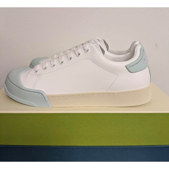 Marni Dada Bumper Low-Top Calfskin Sneakers White/Light Blue US07 SNZW015201 - Picture 4 of 11